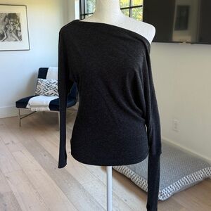 Enza Costa Dark Gray Knit off shoulder sweater